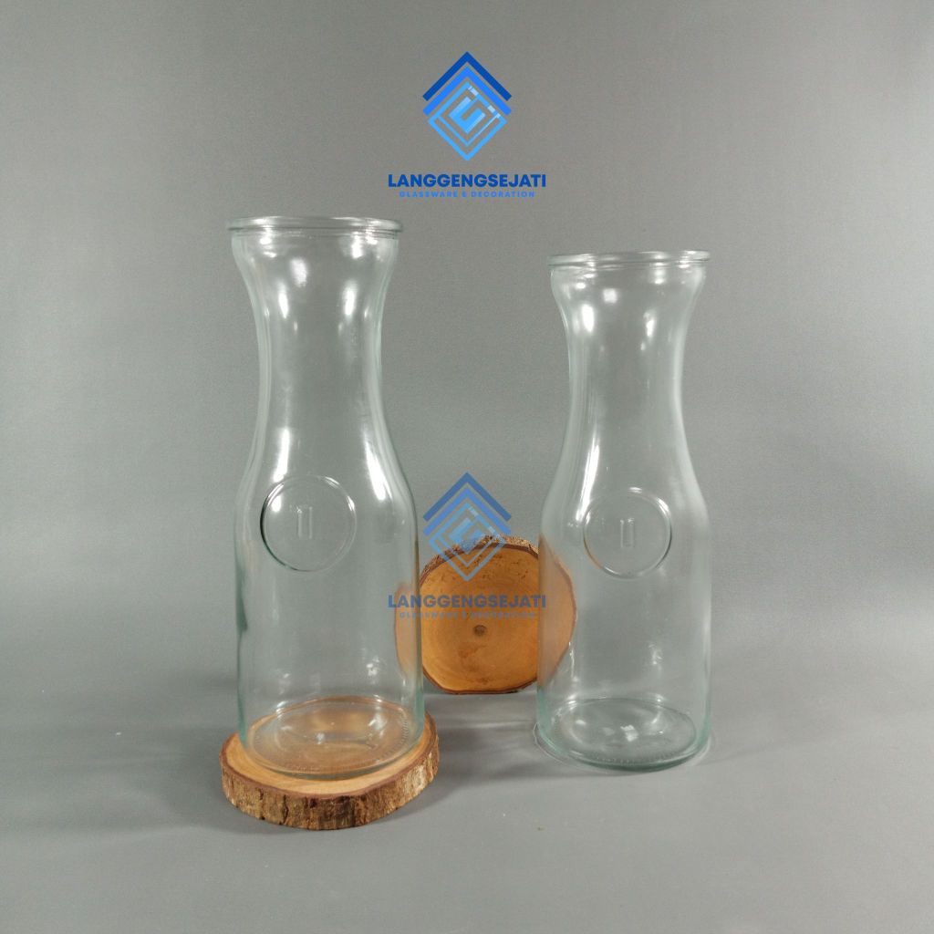 VAS BUNGA KACA CARAFE BENING 1000-ML | VAS BUNGA KACA UNIK | VAS BUNGA KACA HIAS | VAS ARTIFISIAL | 