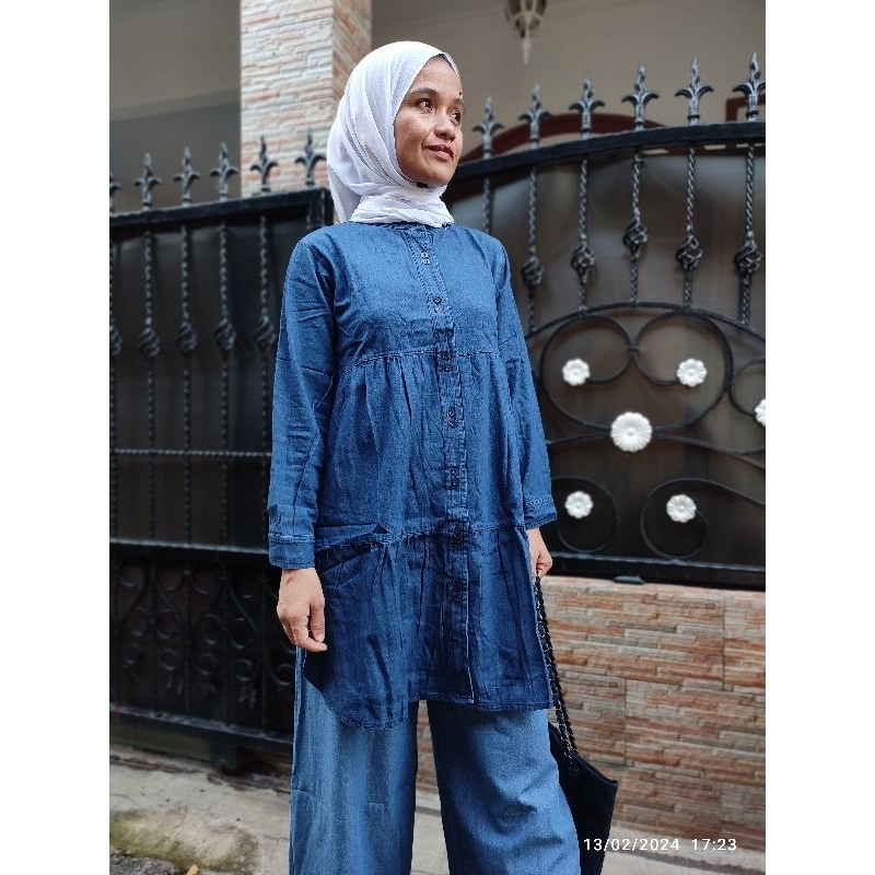 TUNIK DENIM / TUNIK JENS WANITA MUSLIMAH / BLUS TUNIK DENIM