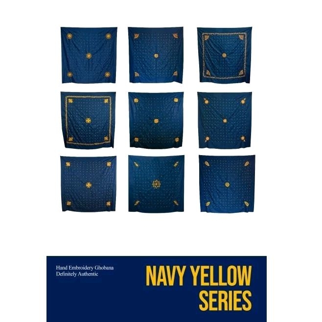 IMAMAH GHOBANAH BORDIR PREMIUM BIRU DONGKER YATEER | IMAMAH HIJAZY MAKAWI DALWA MOTIF | SYAL BORDIR 