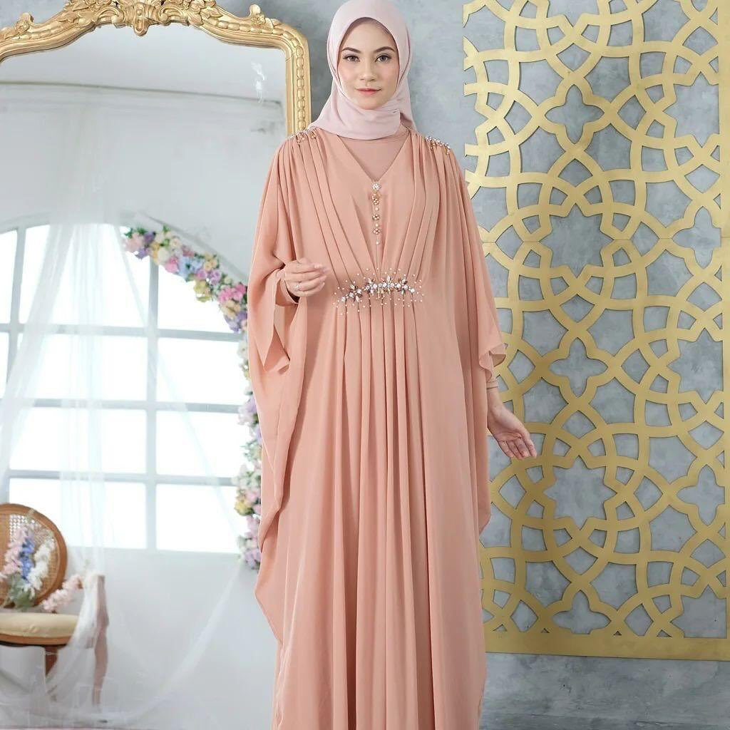 Maheera Kaftan Viral Material Ceruty Babydoll Full Furing Apk Payet Mutiara Model Tangan Kalong Cant