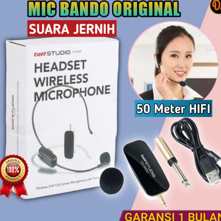 Produk ORIGINAL Mic imam masjid Mic bando Wireless UHF Call Center Mic with Transmitter mic imam wir