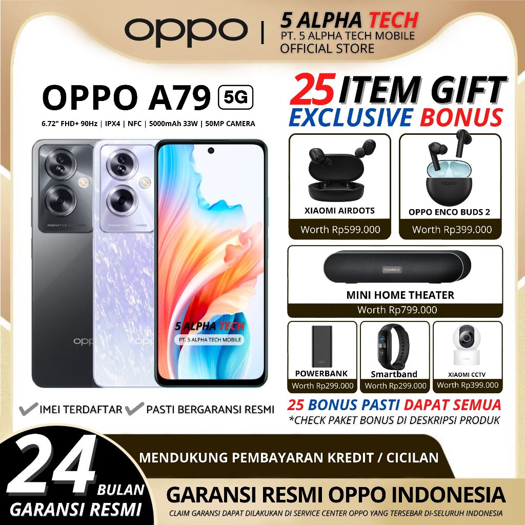 OPPO A79 5G 8/256GB NFC ( + 8GB Extended RAM ) Garansi Resmi Oppo