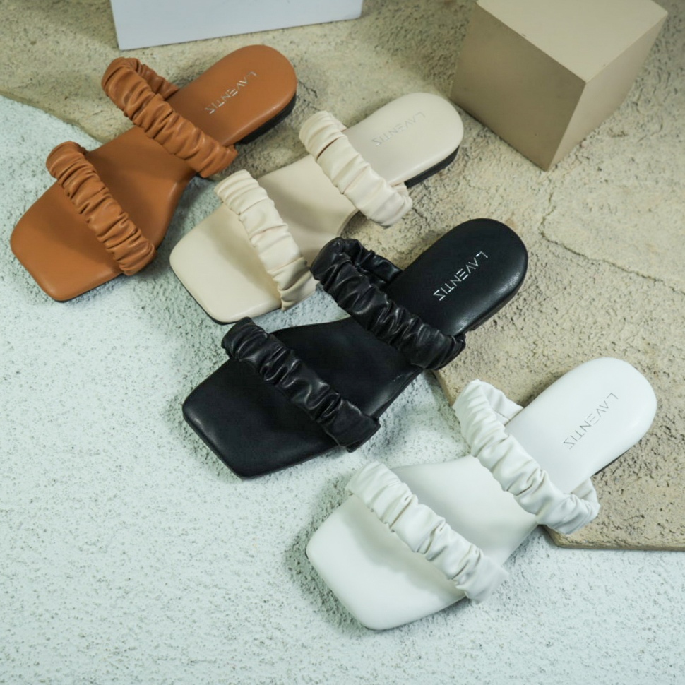 LAVENTIS Helena Flat Sandal Teplek Sendal Wanita Tali kerut /Sandal 41 42 43 jumbo