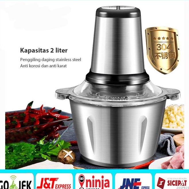 Kb ORIGINAL BLENDER DAGING STAINLESS 2L  CHOPPER BLENDER DAGING PENGGILING  MEAT BLENDER ELEKTRIK ST