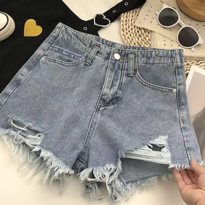 Terjamin Fashion wanita celana jeans pendek wanita celana jeans sobek ripped jeans wanita korean sty