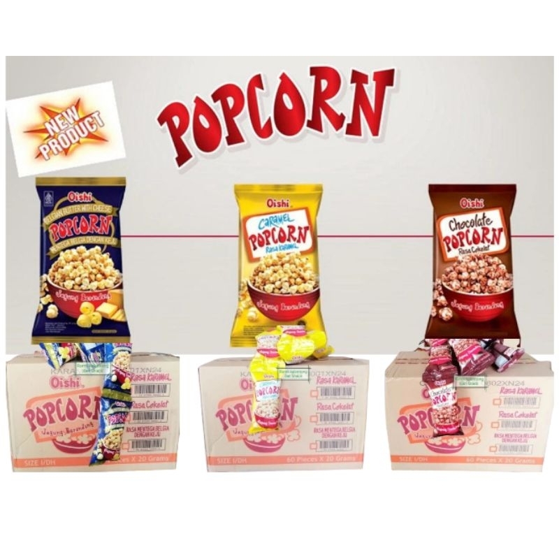 

Popcorn Mentega Belgia / Caramel / Cokelat Oishi 1Dus isi 6 Renceng x 10 Pcs( 60 Sachet )