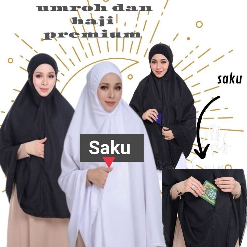 Bergo Hijab Kerudung Instan Umroh Dan Haji kantong Saku depan Resleting Bahan Katun Terlaris