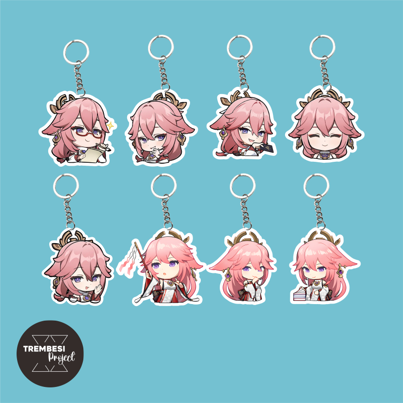 Gantungan Kunci Genshin Impact Yae Miko | Ganci Akrilik Yae Miko Chibi | Gantungan HP Yae Miko Chibi