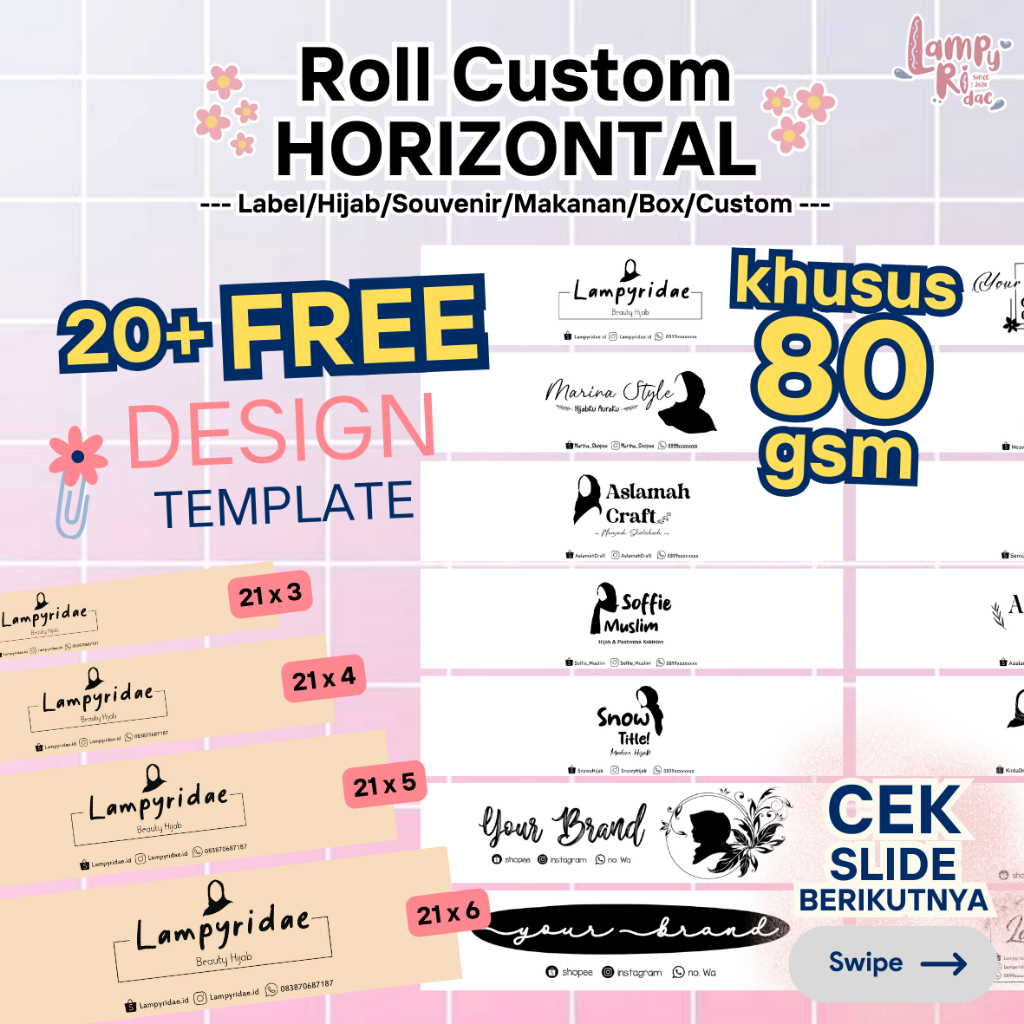 

[Ly] LANDSCAPE ROLL HIJAB 80gsm Roll Label/Roll Hijab/Souvenir/Roll Kaos Kaki/Roll Box/Custom Roll Termurah & Berkualitas!