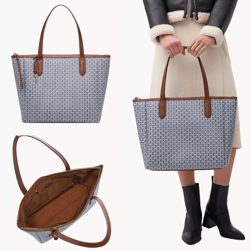 sydney misty blue printed tote bag