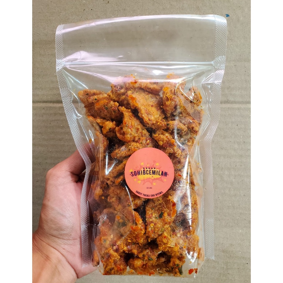 

HEMAT PROMO Keripik Kulit Ayam Crispy Pedas Daun Jeruk 3gr