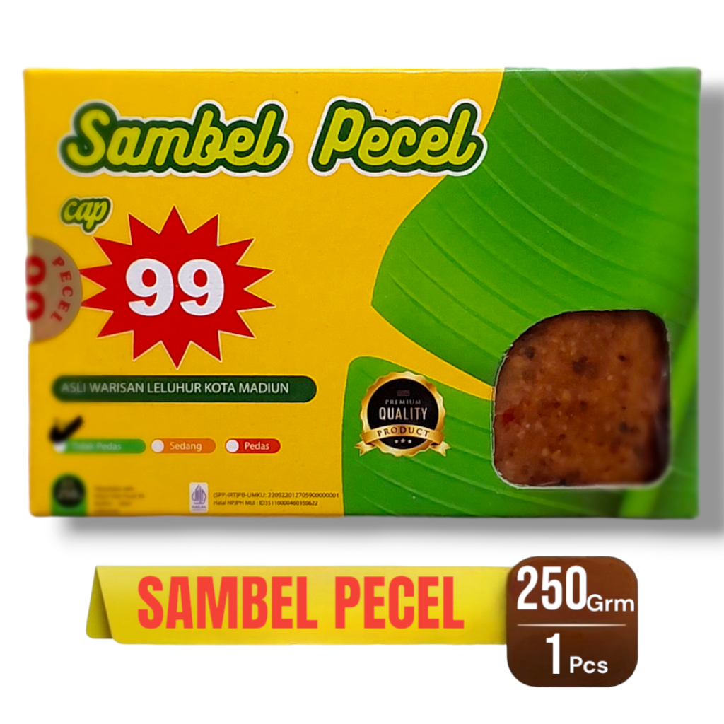 

Bumbu Pecel Madiun Bumbu kacang Sambal Pecel Cap 99 Instan Siap Makan 250gr