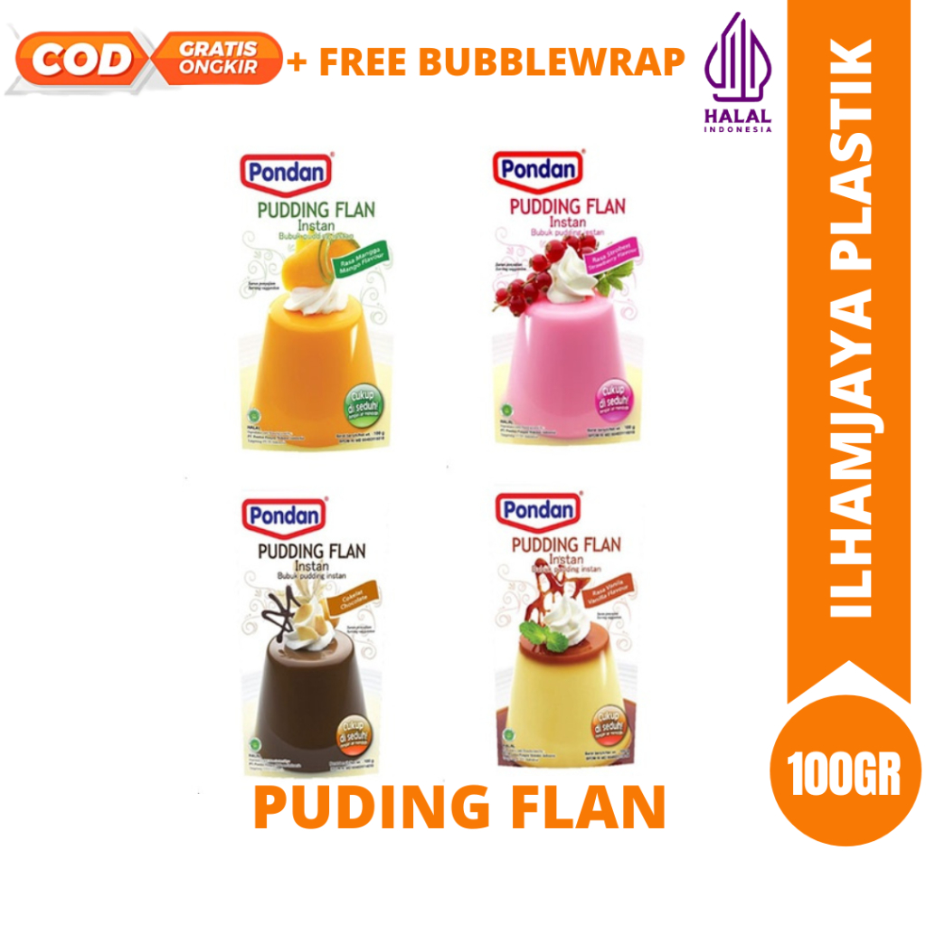 

Pondan puding flan 100gr Pouch / pudding flan ponan mangga, coklat dan vanilla