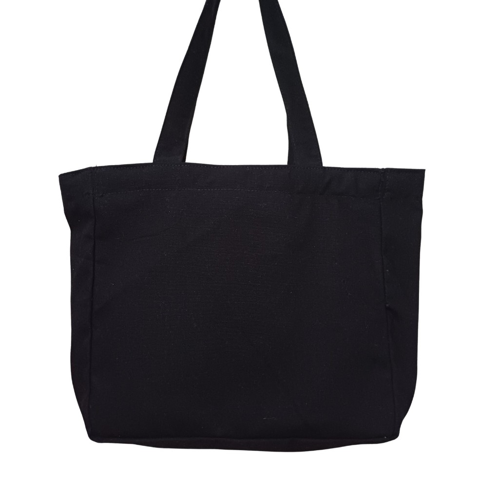 Totebag Canvas Peony Hitam Polos | Totebag Canvas Premium | Totebag Kuliah