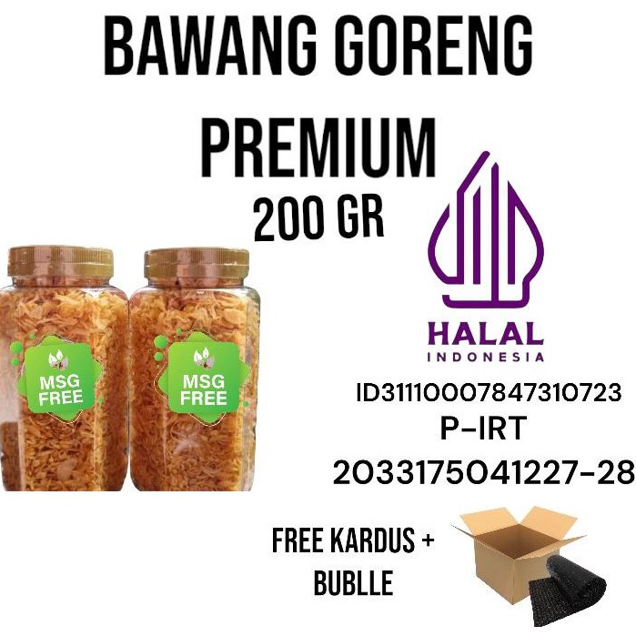 

ORIGINAL PREMIUM bawang goreng asli Brebes tanpa campuran 2gr toples