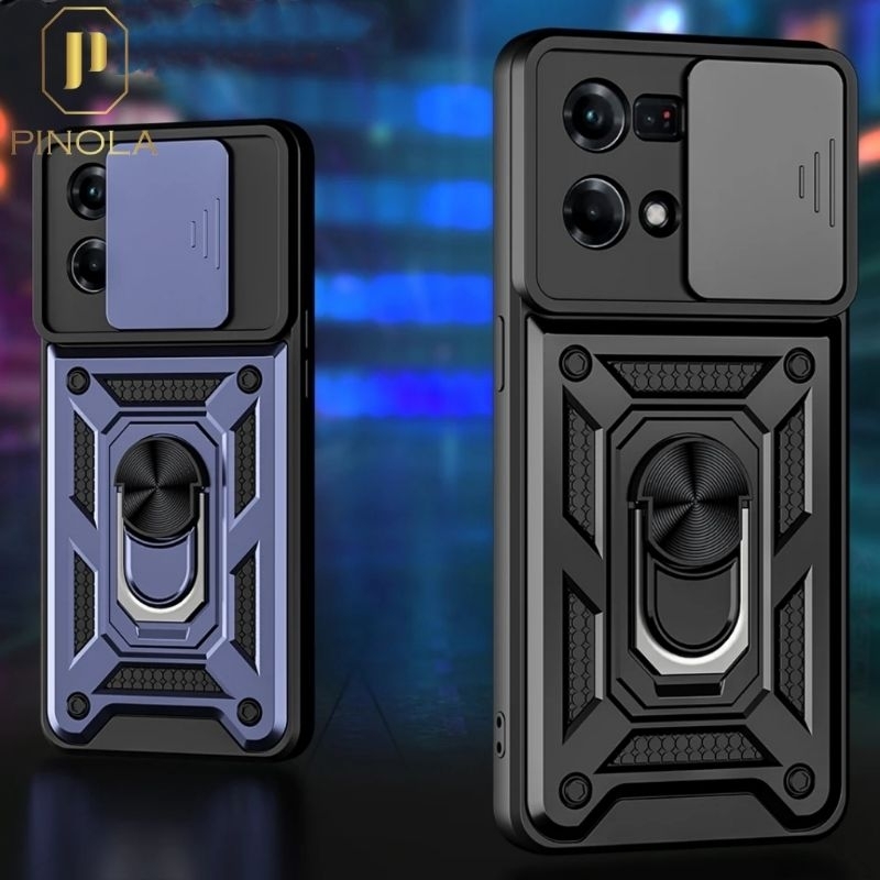 Oppo Reno 7 4g 5g / 7z Hybrid Case Armor Magnet A1 Slide Camera Protection Shockproof Ring Holder Ki