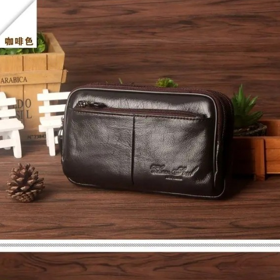 Pria Tas Pinggang Tas Genggam Tas Sel/Ponsel Penutup Kulit Asli Pria Kulit Sapi Asli