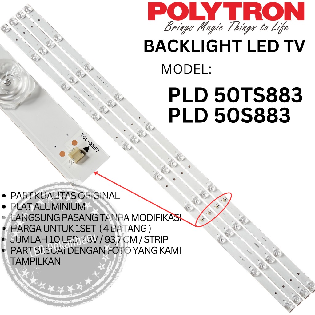 BACKLIGHT LED TV POLYTRON 50 INC PLD 50TS883 50S883 LAMPU BL 10K CEKUNG