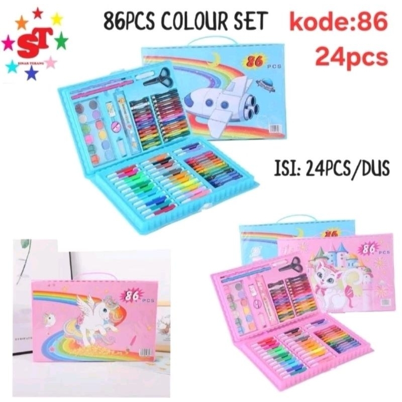 

Crayon Set 86pcs || Crayon mewarnai anak-anak || Coper set menggambar