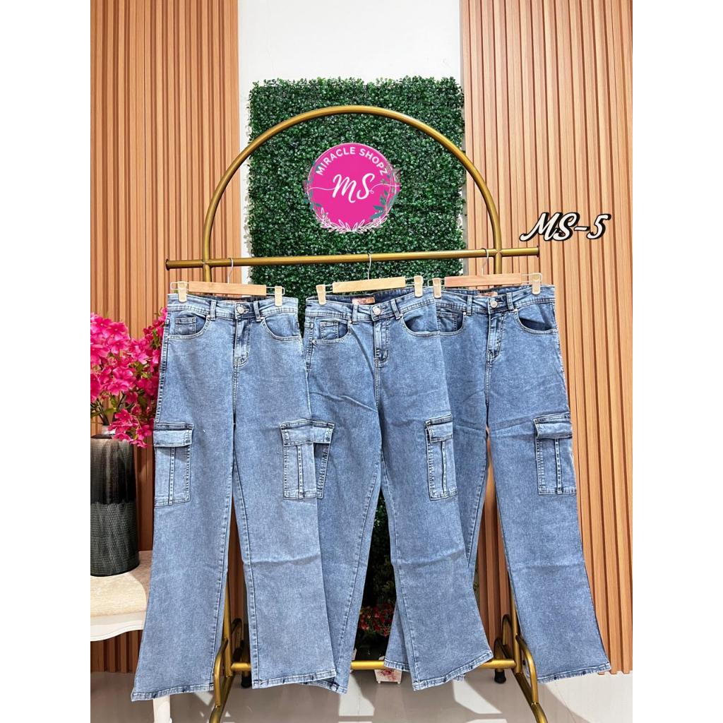Celana Jeans Cargo / Celana Panjang / Jeans Wanita / Stretch / Denim Halus / Premium Quality / Upgra