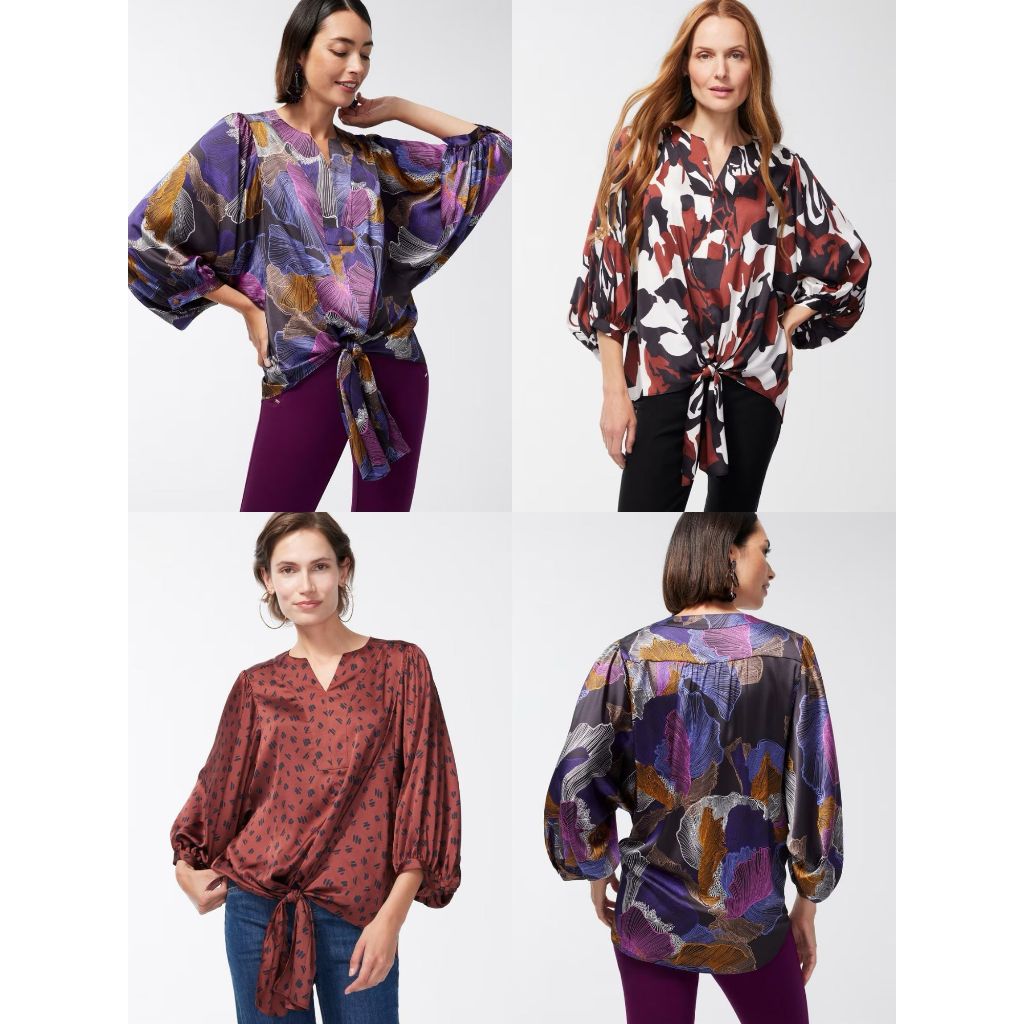 CHICOS Satin Tie-Front Blouse - Batwing Blouse - 4898
