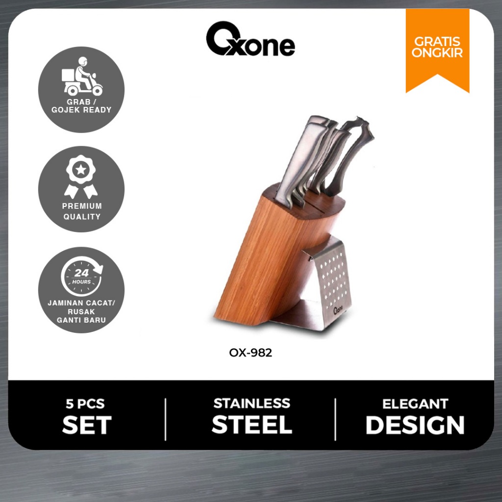 Oxone OX982 Set pisau dapur Knife Kitchen Tools 5 pisau 1 gunting
