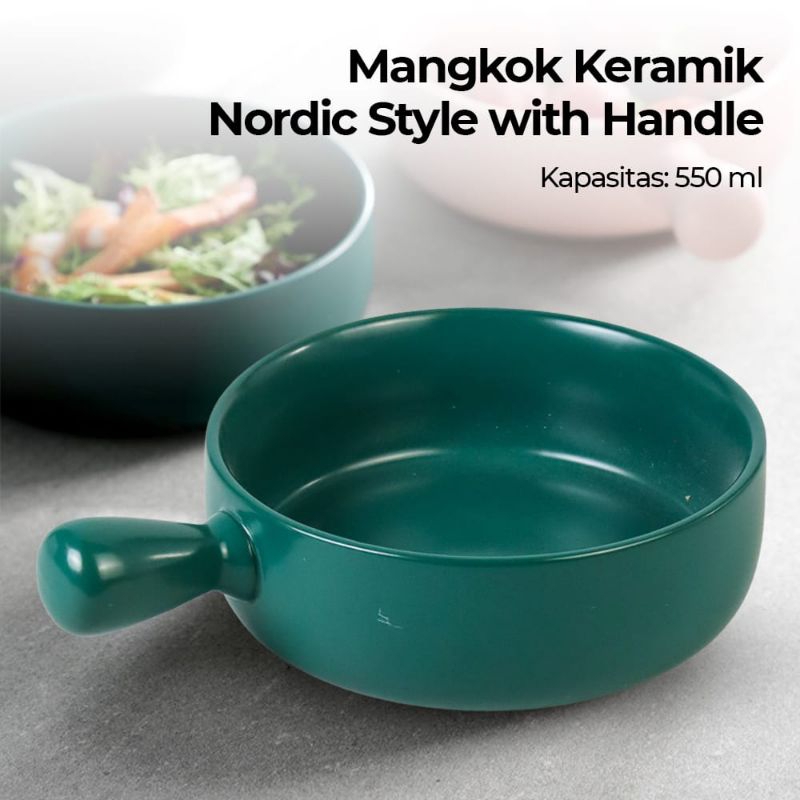 Mangkok Keramik Bowl Nordic Style With Handle - PJ535
