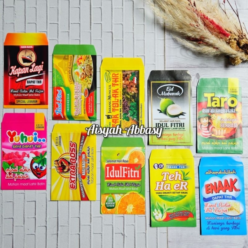 

Amplop ampau lebaran Motif Minuman A isi 10 lembar 1 karakter