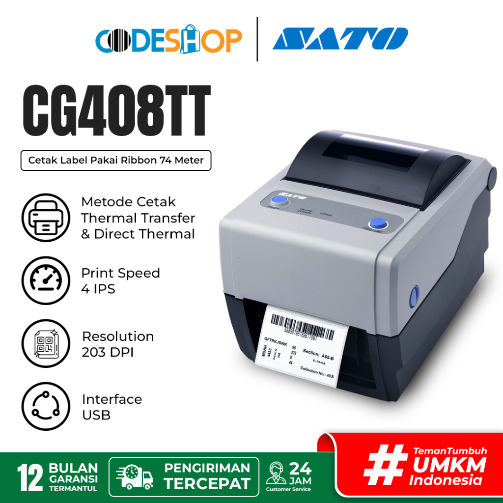 Barcode Printer SATO CG-408TT / CG 408 - Printer Barcode SATO CG408 TT