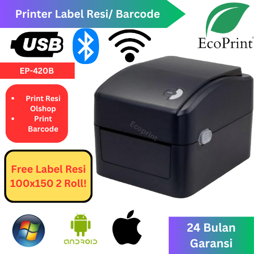 ECOPRINT Printer Barcode Thermal Label XP-420B 110MM -A6 Usb/ Usb - Bluetooth / Usb - Wifi