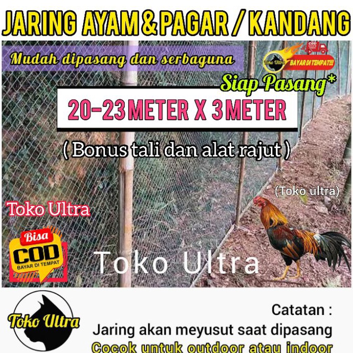 DiSkon  JARING AYAM BONUS TALI JARING PAGAR AYAM  JARING PAGAR KEBUN  JARING PAGAR PETANI  JARING PE