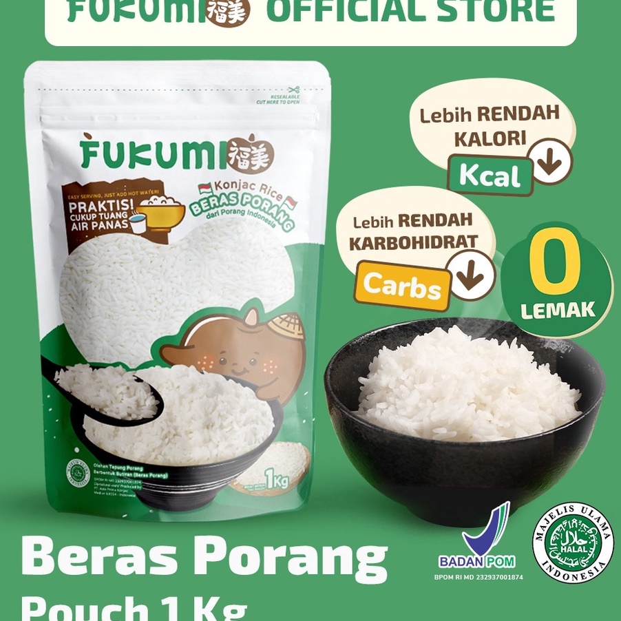 

HOT FUKUMI BERAS PORANG POUCH 1KG Fukumi Shirataki Beras Konjac Rice Diet Pouch 1 Kg