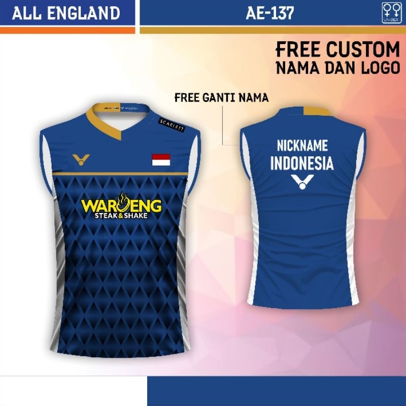 Jersey badminton Indonesia baju bulutangkis singlet  daddies all england bni free custom