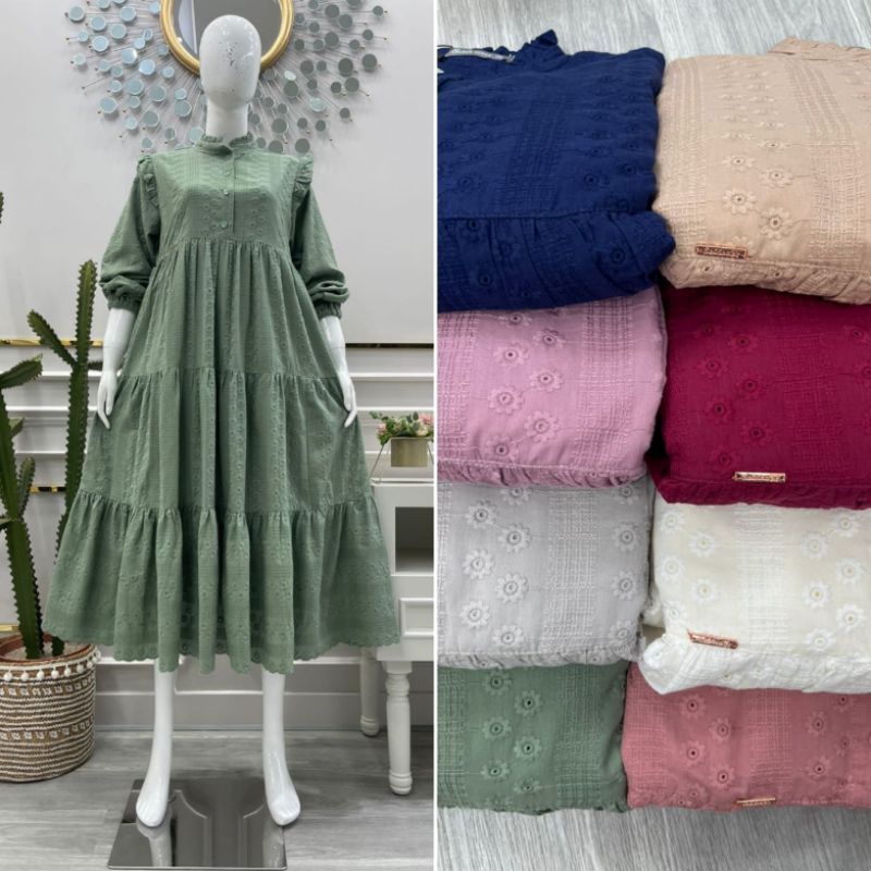 Midi dress kerah cipir terbaru salvina ys / midi salvina original
