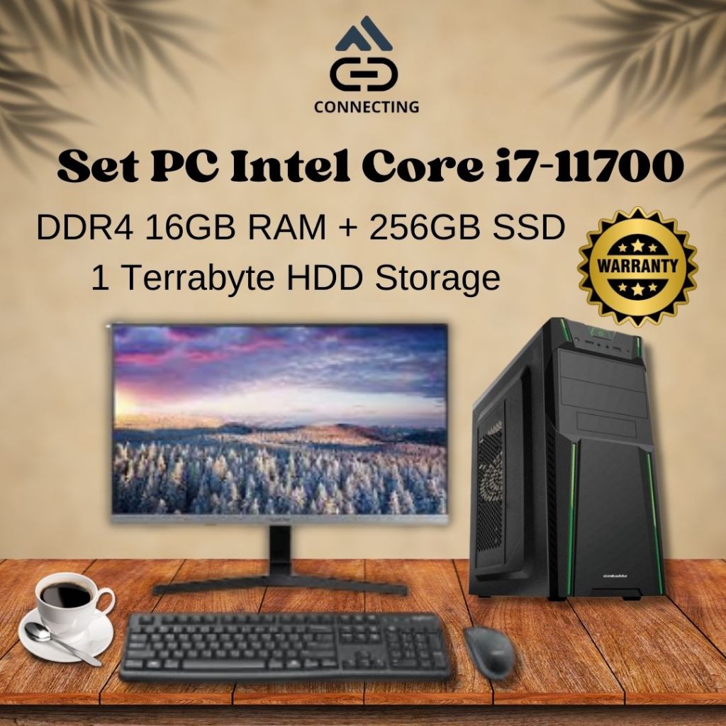 Set PC Komputer Intel Core i7-11700 Gen-11 RAM 16GB SSD || Frameless