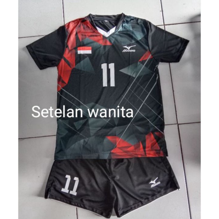 Star Seller COD kaos voli baju voli wanita motif printing setelan kaos bola
