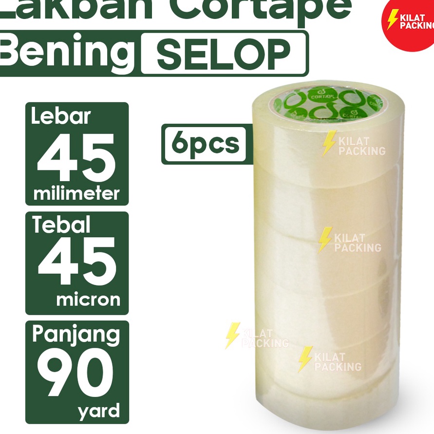 

XG34448 Lakban Cortape Bening 45 mm x 9 yard Ekonomis Termurah 1 Selop
