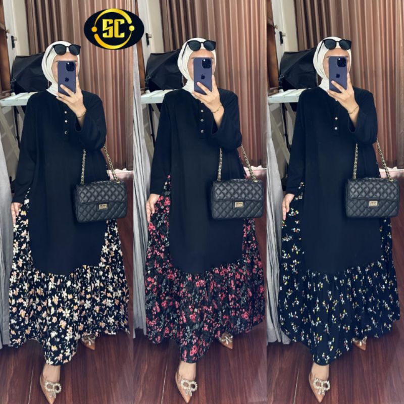 GAMIS WANITA KNIT KOREA MIX RAYON TWILL FLOWERS IMPORT/GAMIS WANITA IMPORT PREMIUM SUPER MEWAH