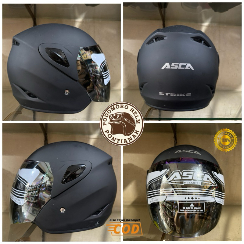 HELM ASCA STRIKE  DEWASA BLACK DOFF