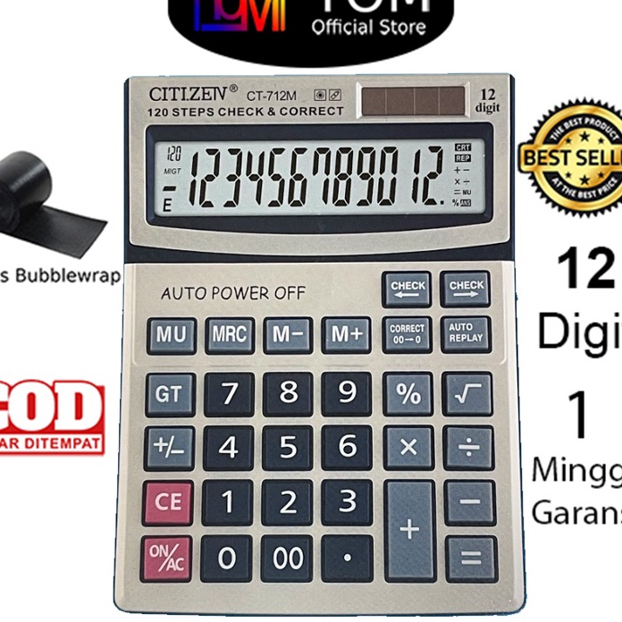 

COD Kalkulator CT712M 12 Digit Calculator Check Dual 2 Power