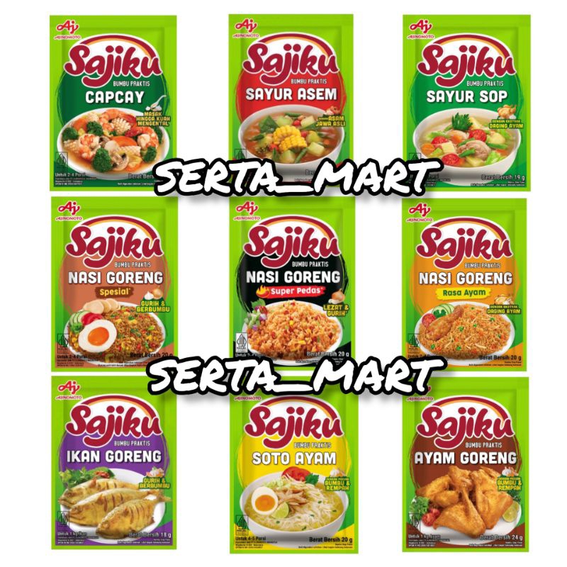 

Sajiku Bumbu Instan 20gr - Ajinomoto Sajiku Bumbu Praktis Nasi Goreng / Sayur Sop / Asem
