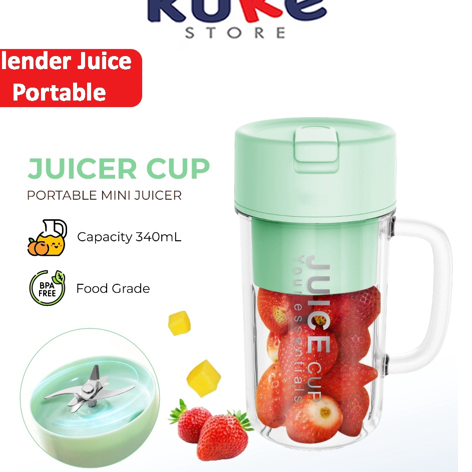 KUKE Blender Portable CRUSHER JUICER Mini  Sedotan Juicer Personal Size USB Rechargeable Mini Mixer 
