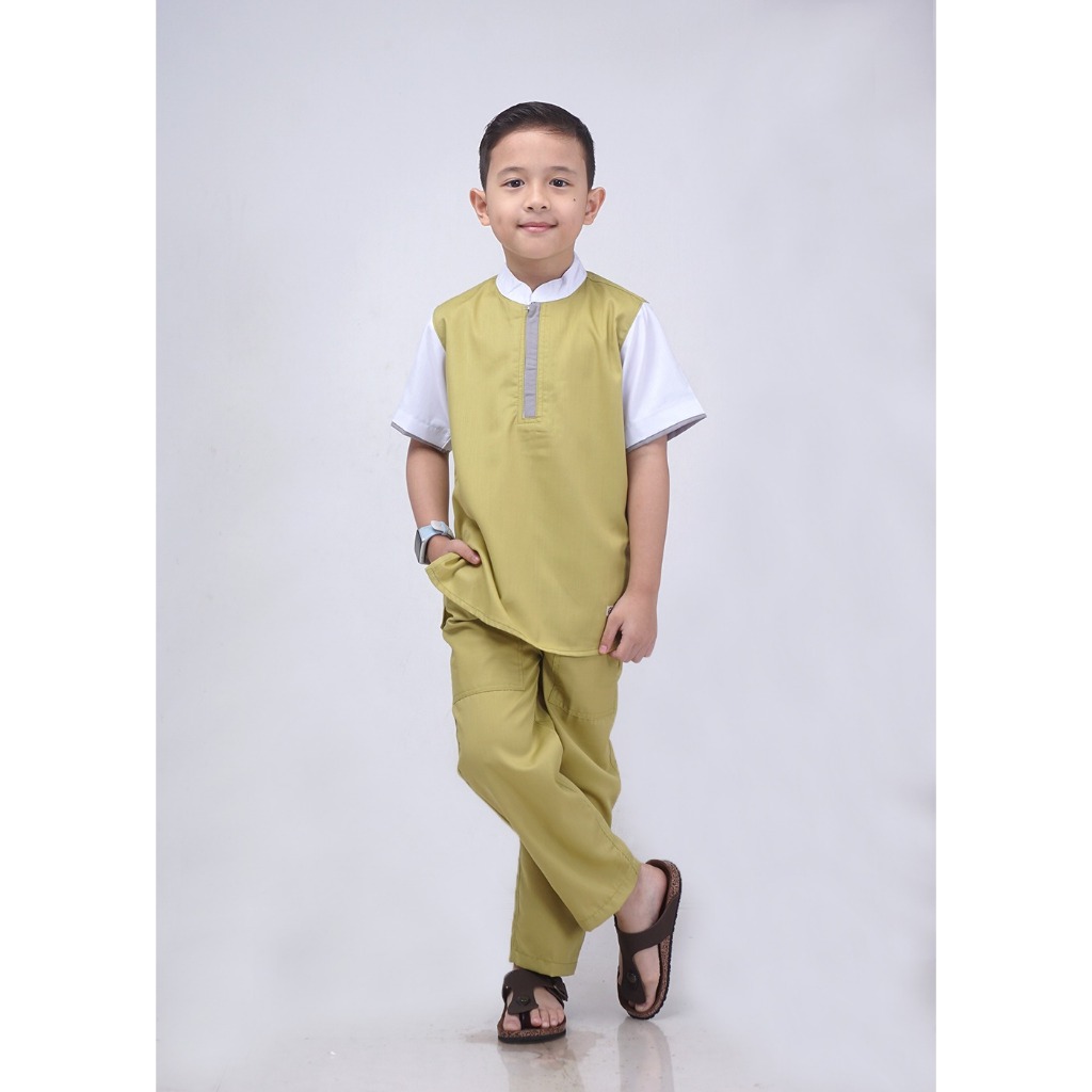 BAJU KOKO ANAK LAKI-LAKI DECKS KIDS GAZA WARNA HIJAU LIME USIA 2 SD 10 TAHUN