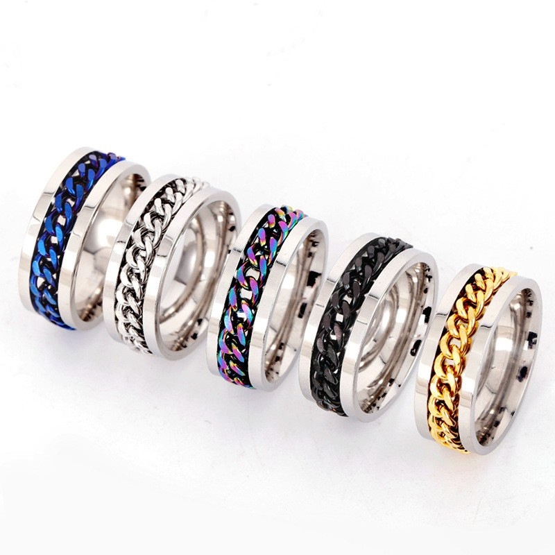 Cincin Diego Titanium Steel Anti Karat Lebih Kuat Rantai Piria [s]