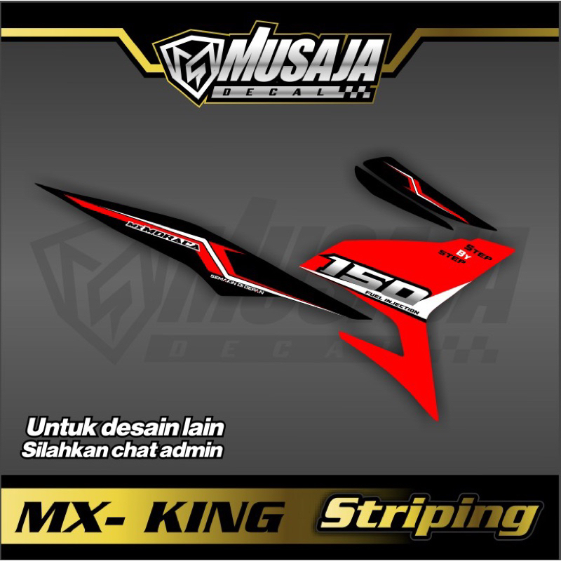 Striping MX King Transparan uv / non transparan LA merah hitam non full body