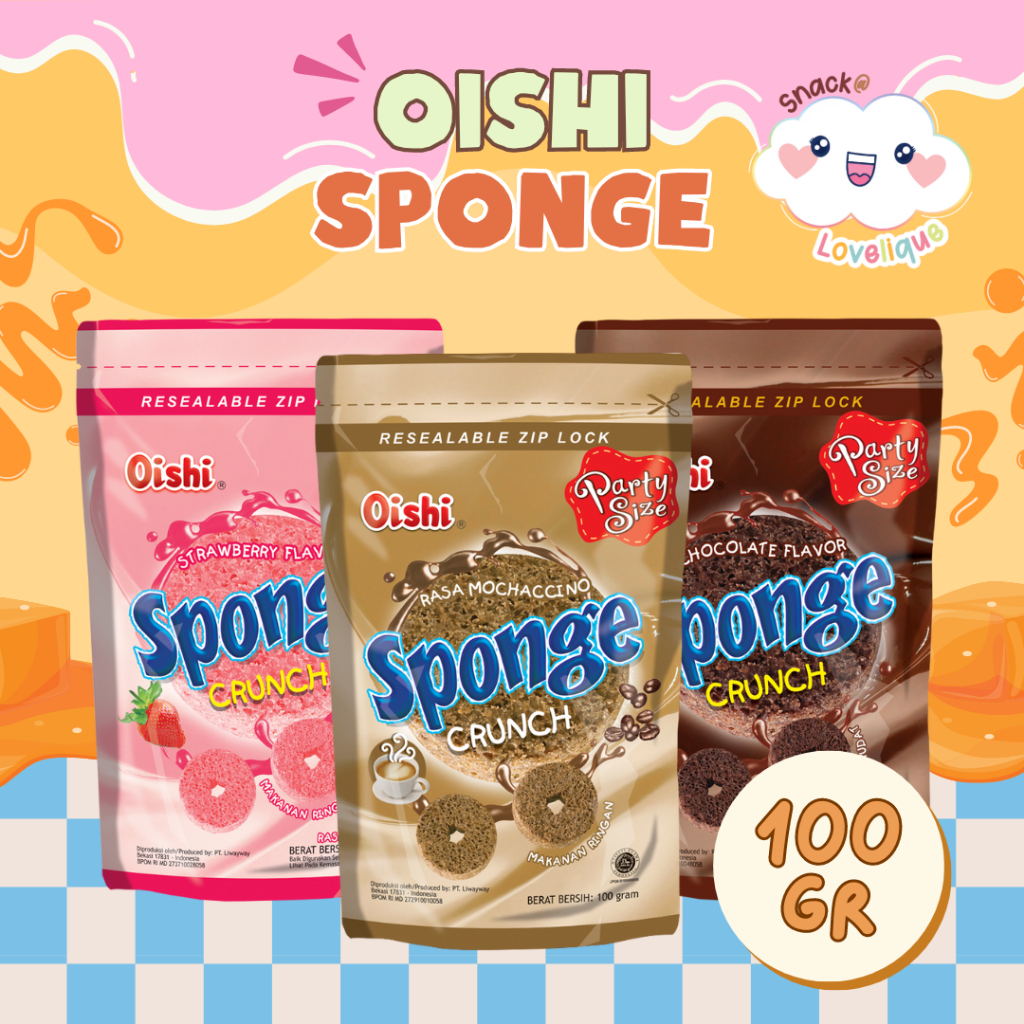 

Oishi Sponge Crunch Pouch Zip Lock 100gr All - Variant ( Coklat / Mochaccino / Strawberry )