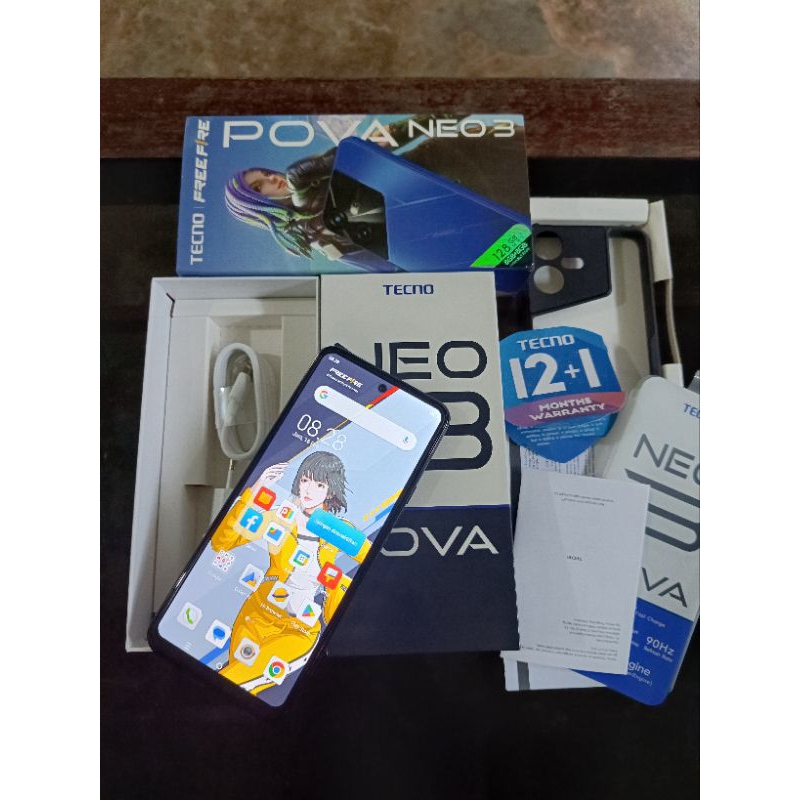 tekno pova neo 3 8/128 fullset super mulus(second)