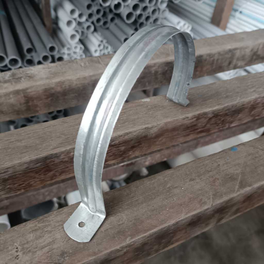 Klem Pipa Murah 4" Inch / Plat Besi Galvanis / Klem Pipa PVC / Klem Pipa Omega / Klem Pipa Seng
