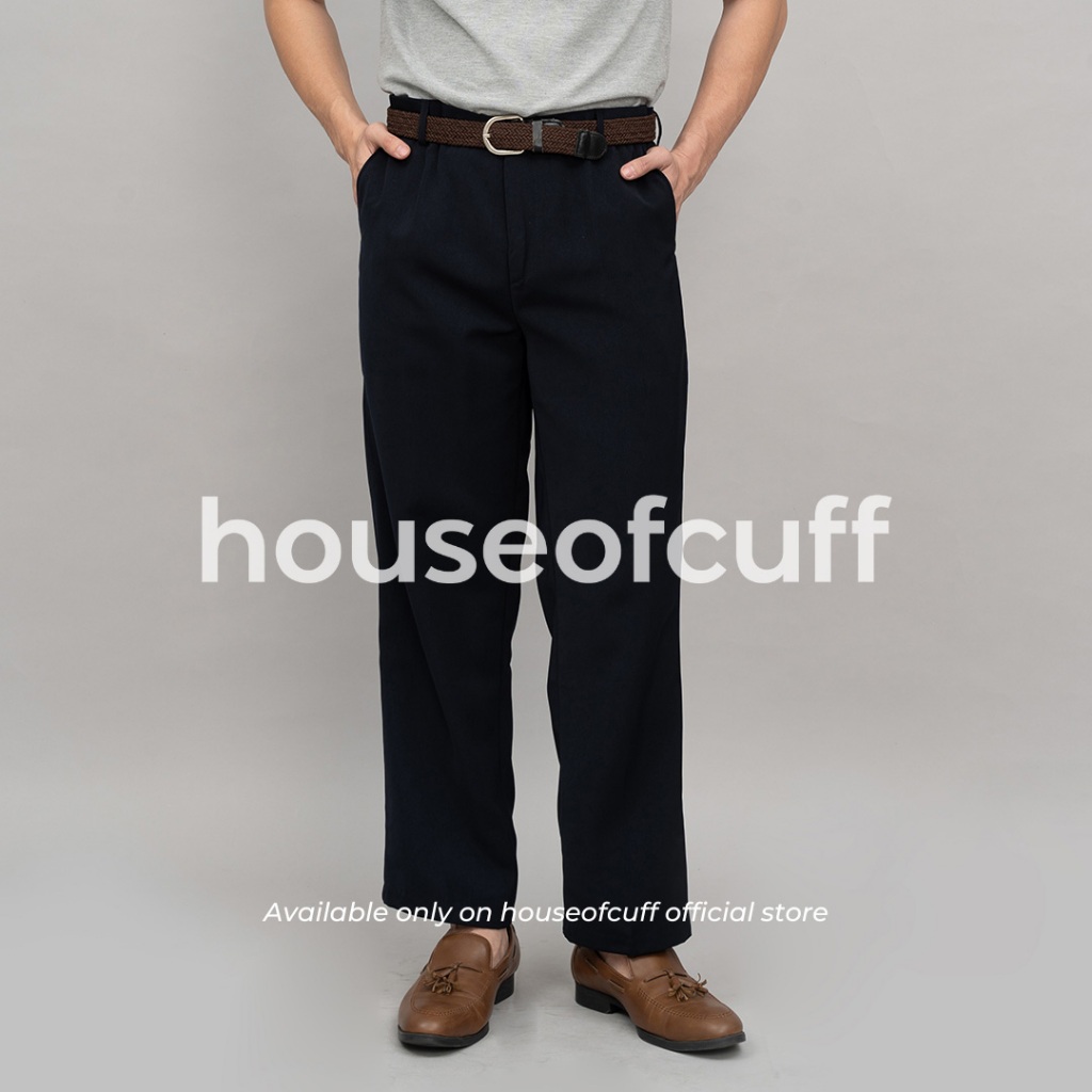 Houseofcuff Celana Panjang Bahan Regular Loose Fit Pants Hitam