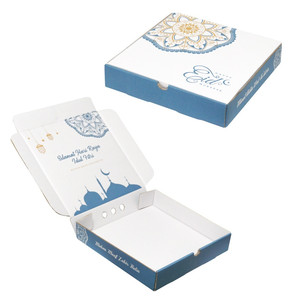 

( 10 pcs ) Box Parcel Jinjing Lebaran Eid Mubarak Kardus Parcel Lebaran Idul Fitri Ukuran Box 25x25x5 Cm